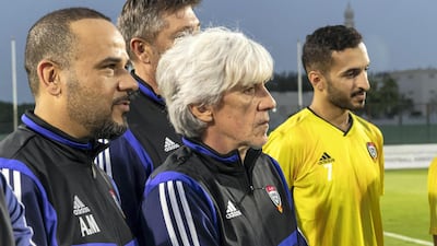 Ivan Jovanovic, centre, was appointed UAE manager in December but fired before taking charge of a game. Antonie Robertson / The National