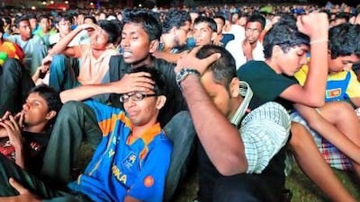 The 35,000-strong home support were disappointed to see their Sri Lanka team lose a fourth World Cup final. Chamila Karunaratna / AP Photo