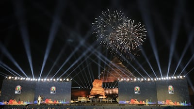 Fireworks light the sky above the Pyramid of Giza during the ceremony for the Draw for the 32nd edition of the Africa Cup of Nations. EPA