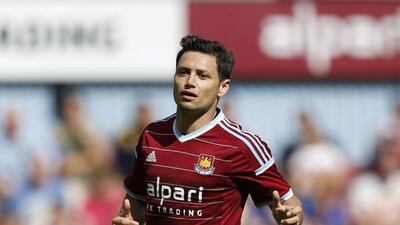 Mauro Zarate of West Ham United during a pre-season friendly against Sampdoria at Boleyn Ground on August 9, 2014, in London. Steve Bardens / Getty Images