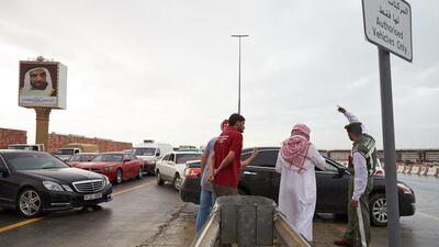 Drivers are stuck on the E11 headed towards Dubai after storms closed the road. Courtesy Jan Kasselman
