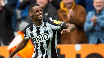 Alexander Isak of Newcastle United celebrates after scoring the third goal. EPA