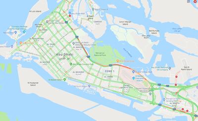 Drivers on Abu Dhabi's Salam Street outbound faced delays Monday morning with slow moving traffic.