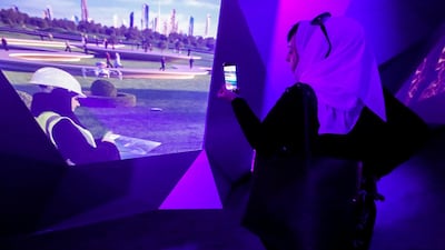 A video detailing the construction process for Dubai Frame is played at the end of the tour. Victor Besa for The National