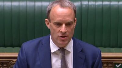 Dominc Raab said the only two people he would kneel for were Queen Elizabeth and his wife. AFP / PRU