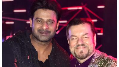 Prabhas with Neil Nitin Mukesh’s father, the veteran singer Mukesh. Courtesy Neil Nitin Mukesh
