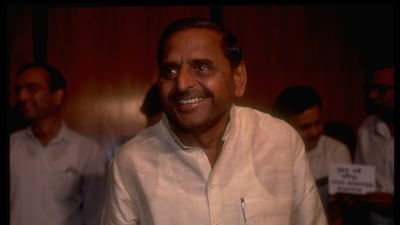 Yadav as chief minister of Uttar Pradesh in October 1990. Getty