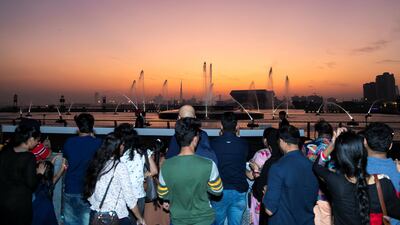 Dubai Festival City Mall hosted a huge Diwali celebration in Dubai on Thursday night. As part of the celebration, they unveiled the new IMAGINE show, ‘Hathi’s Garden’ that features a hint of Bollywood, a splash of colour and a specially curated musical score, accompanied by a specially choreographed fireworks display. Reem Mohammed / The National