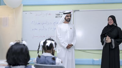 Sheikh Mohammed bin Rashid, Vice President and Ruler of Dubai, visits Jumeirah Model School on Sunday. Wam