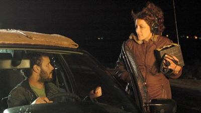 Najwa Najjar, right, with the actor Ali Suleiman on the set of Pomegranates and Myrrh.