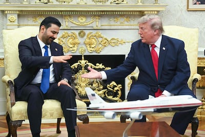US President Donald Trump with Iraqi Prime Minister Ali Al Zaidi in the White House in Washington on July 14. AFP