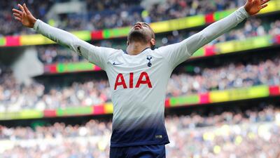 Tottenham's Lucas Moura celebrates scoring his third and Tottenham's fourth goal in a 4-0 win over Huddersfield Town at Tottenham Hotspur Stadium. Reuters