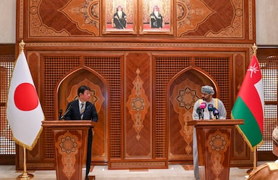 The Japanese and Omani foreign ministers during their press conference in Muscat. Photo: Oman News Agency