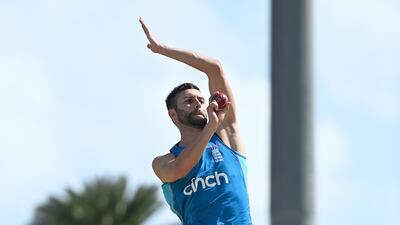Mark Wood of England bowls during training at the Sir Vivian Richards Stadium in Antigua. Getty