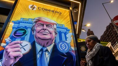A depiction of Donald Trump at a Coinhero store in Hong Kong. The US President continues to make good on supporting cryptocurrencies in his second term in office. Bloomberg