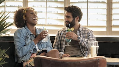 Issa Rae as Leilani and Kumail Nanjiani as Jibran in 'The Lovebirds'. Courtesy Netflix