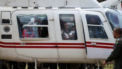 A hydropower tunnel survivor is flown to Kathmandu to receive treatment. Reuters