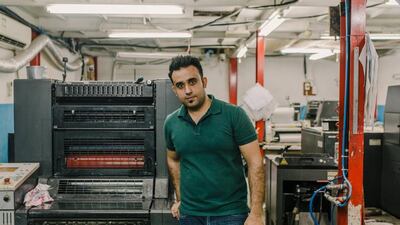 Mughees Khan’s family owns the Al Fayadh Printing Press in Sharjah. Alex Atack for The National