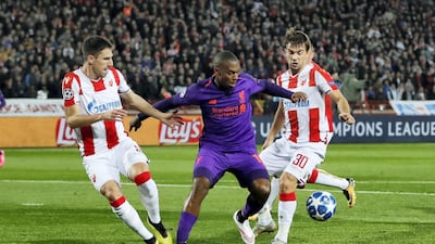 Liverpool's Daniel Sturridge in action against Crvena Zvezda in the Champions League in 2018. Reuters