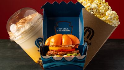 A pumpkin burger is on the menu at Vox Cinemas this Halloween. Photo: Vox Cinemas