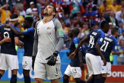 Australia goalkeeper Mathew Ryan reacts after France scored the winner on Saturday. Darko Bandic / AP Photo