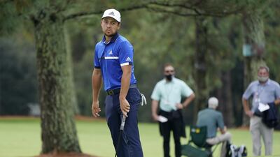Xander Schauffele of the US after missing a putt on the seventh hole. The American carded an opening round 67. EPA