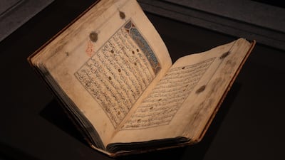 Ancient Quran on loan from Bibliotheque Nationale de France. Courtesy DCT Abu Dhabi