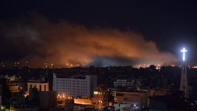 Smoke rises after an Israeli air strike on Dahieh in southern Beirut. EPA
