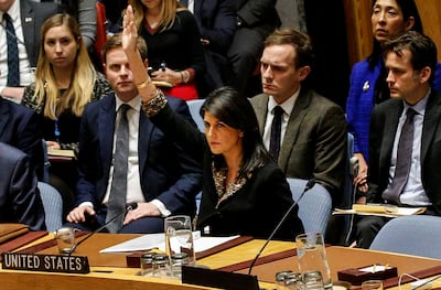 As a UN ambassador, Nikki Haley, pictured in 2017, tried to shift scrutiny from Israel. Reuters