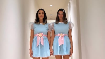 Jessica Alba and a friend dressed up as the creepy twins from Stanley Kubrick's 1980 classic horror film 'The Shining'. Photo: @jessicaalba / Instagram