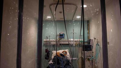 View of a patient infected with COVID-19 at Barros Luco Hospital, in Santiago. An increasing COVID-19 death toll is leaving the Chilean healthcare system on the blink of collapse. AFP