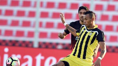 Ciel scored on his return to the Rashid Stadium to earn Kalba a draw against Al Ahli in the Arabian Gulf Cup. Courtesy AGL