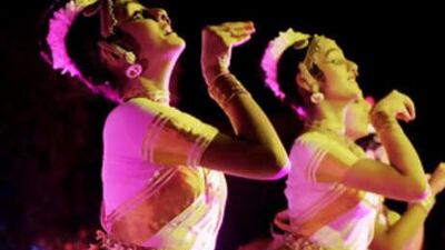 Dancers perform the Mohiniyattam, a traditional South Indian dance from Kerala, India during the Middle Eastern International Film Festival at Emirates Palace in Abu Dhabi.