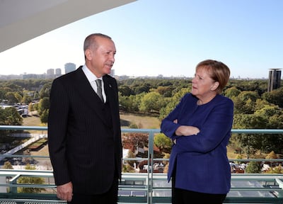 Recep Tayyip Erdogan and Angela Merkel spoke in a video conference on Wednesday. Reuters