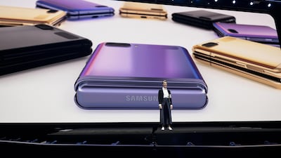 Rebecca Hirst, head of U.K. mobile product development for Samsung Electronics Co., speaks during the Samsung Unpacked product launch event in San Francisco, California, U.S. on Tuesday, Feb. 11, 2020. Samsung is starting a new decade with a new chief in charge of its mobile business, but it's doing it in the same old fashion: by leaning into its semiconductor advantage to overwhelm consumers with unmatched specs on its latest Galaxy devices. Photographer: Michael Short/Bloomberg