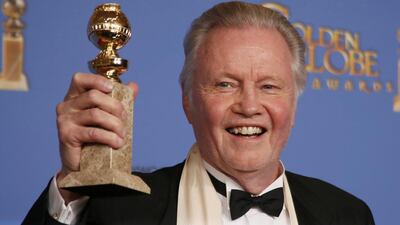 Jon Voight poses backstage with his award for Best Supporting Actor in a Series, Mini-Series or TV Movie for his role in Ray Donovan. Reuters