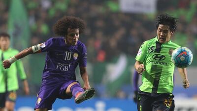 Omar Abdulrahman, left, has backed Al Ain to overturn the first leg deficit and win the Asian Champions League final on Saturday. Courtesy Aletihad