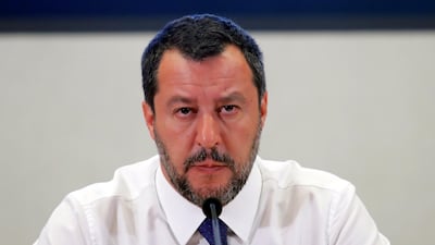 Italy's Deputy Prime Minister Matteo Salvini addresses a news conference at the end of a meeting with key economic players to discuss the forthcoming 2020 budget, at Viminale Palace in Rome REUTERS