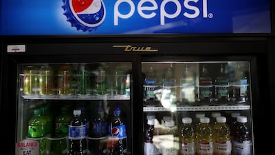 Bottles of Pepsi are displayed on a shelf at a convenience store in San Anselmo, California. AFP