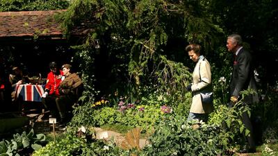 LONDON - MAY 23: HRH Princess Royal walks through the Chelsea Pensioner garden at the Royal Horticultural Society's Chelsea Flower Show on May 23, 2005 in London. (Photo by Bruno Vincent/Getty Images)