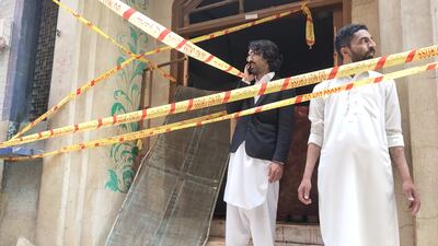 A cordoned off area in the aftermath of the explosion. There are several markets in the area, which is usually crowded around the time of Friday prayers. EPA