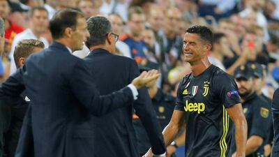Cristiano Ronaldo shows his anguish after being sent off. Reuters