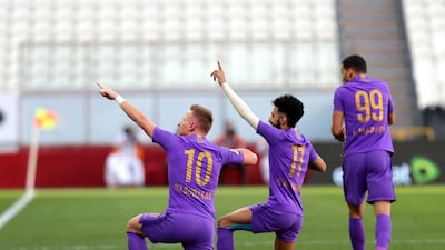 Al Ain's Balazs Dzsudzsak celebrates his goal with teammates. Chris Whiteoak / The National