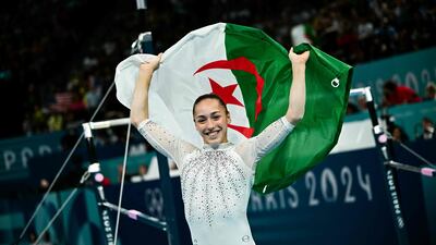 Algeria's Kaylia Nemour celebrates. AFP