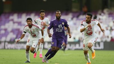 Al Ain's Dutch forward Ryan Babel, centre, is among the crop of foreign imports to arrive in the AGL in the peak years. Anas Kanni / Al Ittihad