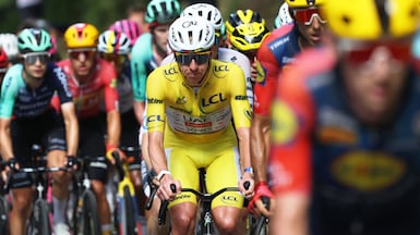 UAE Team Emirates XRG's Tadej Pogacar retained the yellow jersey after Stage 13 of the Tour de France. Reuters