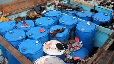 The belongings of Somali migrants who were attacked while travelling in a boat off the western coast of Yemen on March 17, 2017. Zahir Mohamed / EPA