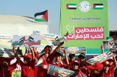 The Palestine Loves the UAE event was held in the Gaza Strip on Saturday. Photo: Wam