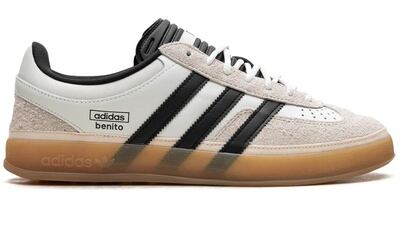 Gazelle indoor Off White trainer, Dh624, Bad Bunny x adidas, at Farfetch. Photo: Farfetch