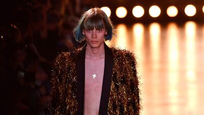 Shimmery blazers from the collection. AFP